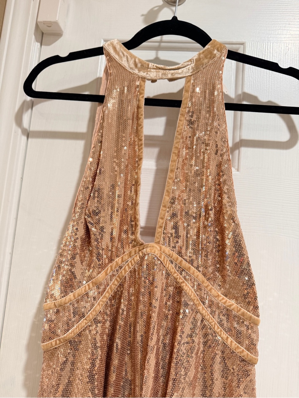 Free People Rose Gold Sequin Halter Mini Dress - Picture 2 of 6